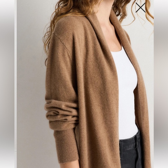 Quince Mongolian Cashmere Duster Cardigan Sweater Long Open Front Camel Small - Picture 3 of 9